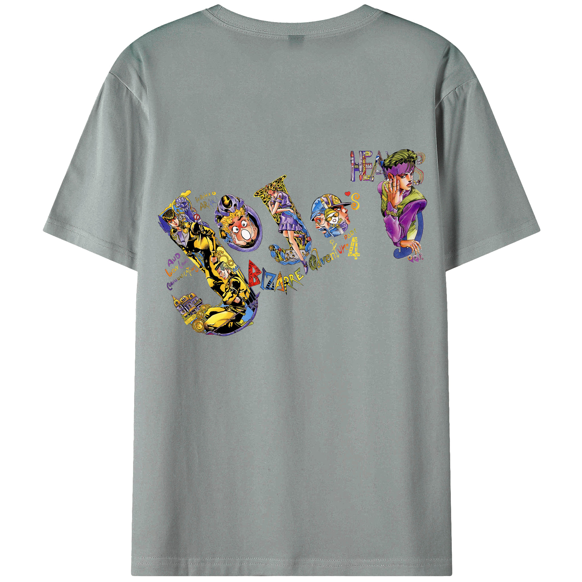 （画像用） ジョジョの奇妙な冒険 JoJo's Bizarre Adventure 綿100％ メンズ半袖Tシャツ（バックプリント） 通気性